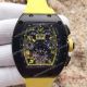 2017 Fake Richard Mille RM011 Chronograph Watch Black Case Yellow Inner rubber Watch (2)_th.jpg